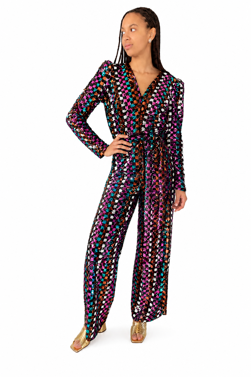 Rachel Blade Runner Jumpsuit in Mosaic Sequin