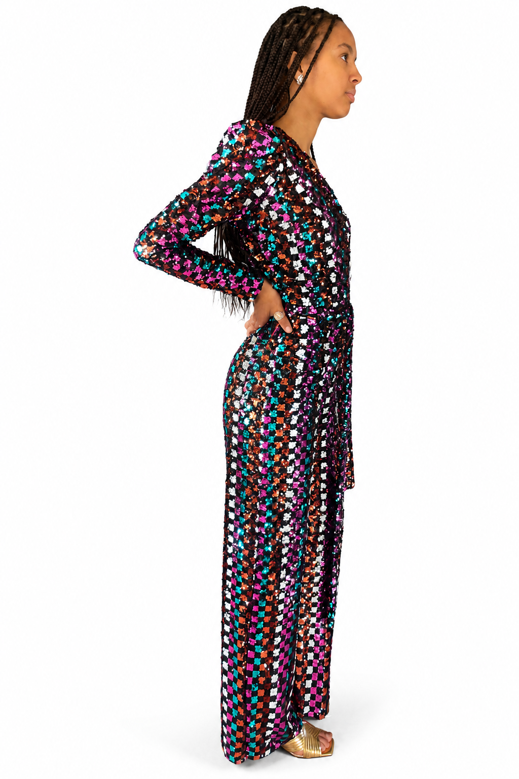 Rachel Blade Runner Jumpsuit in Mosaic Sequin