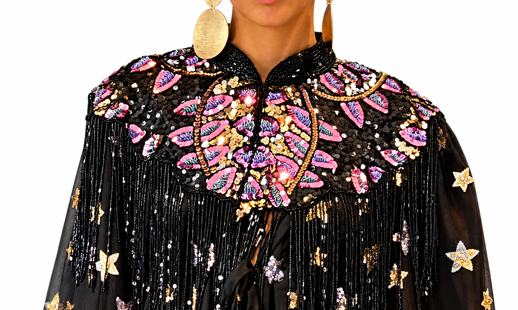 Nadine Purple Sequin Cape