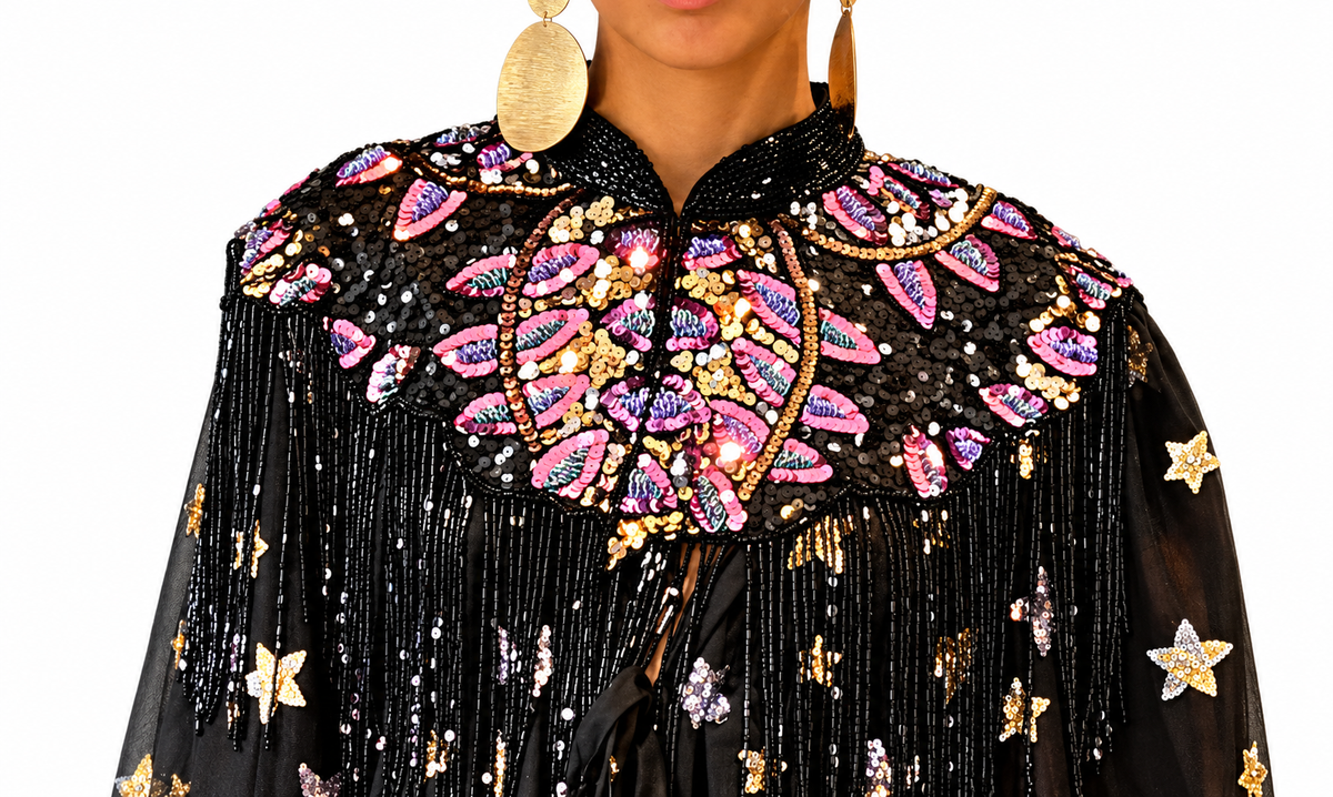 Nadine Purple Sequin Cape