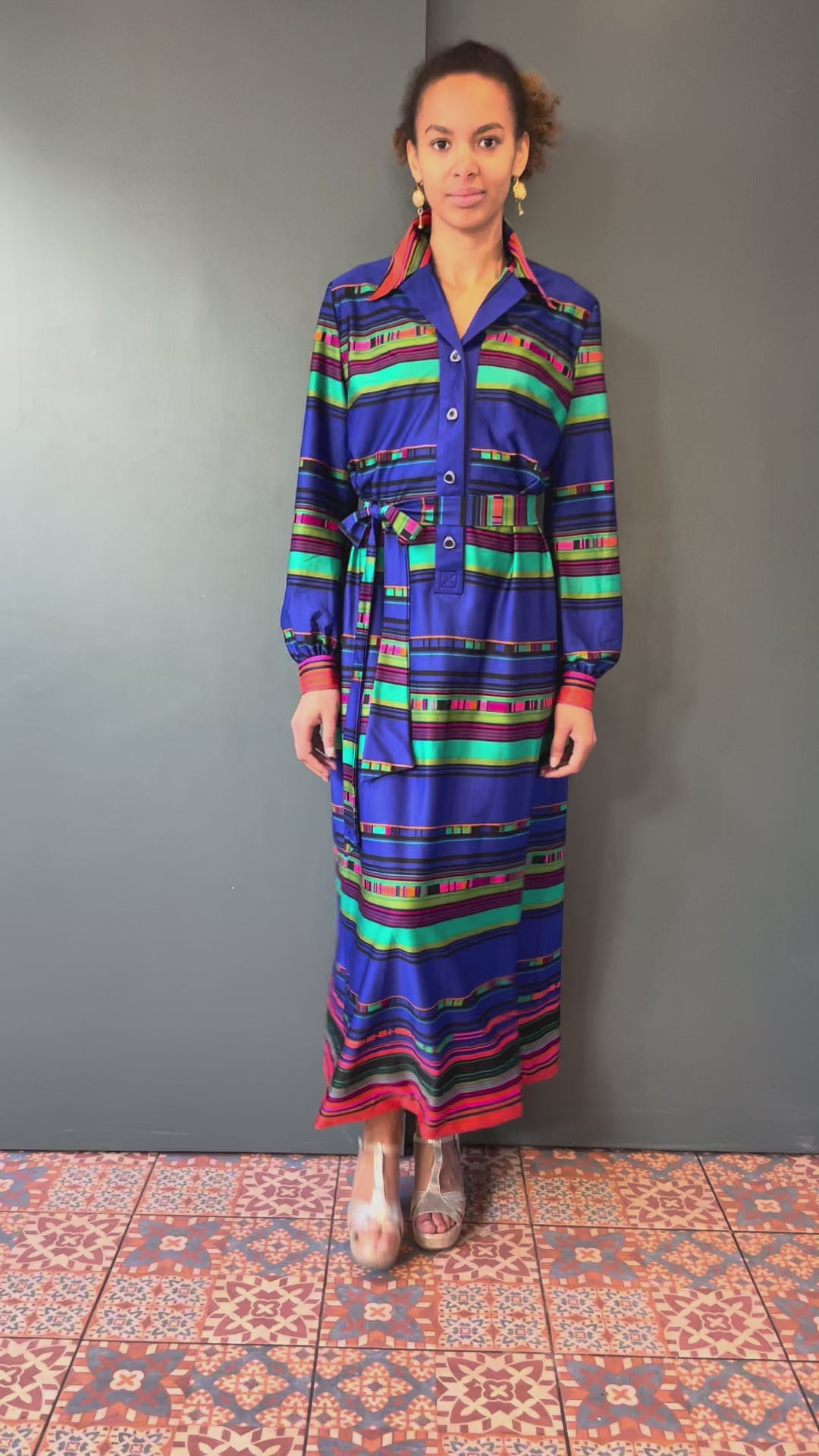 1970s Alex & Barry for Devonmade Striped Shirt Dress