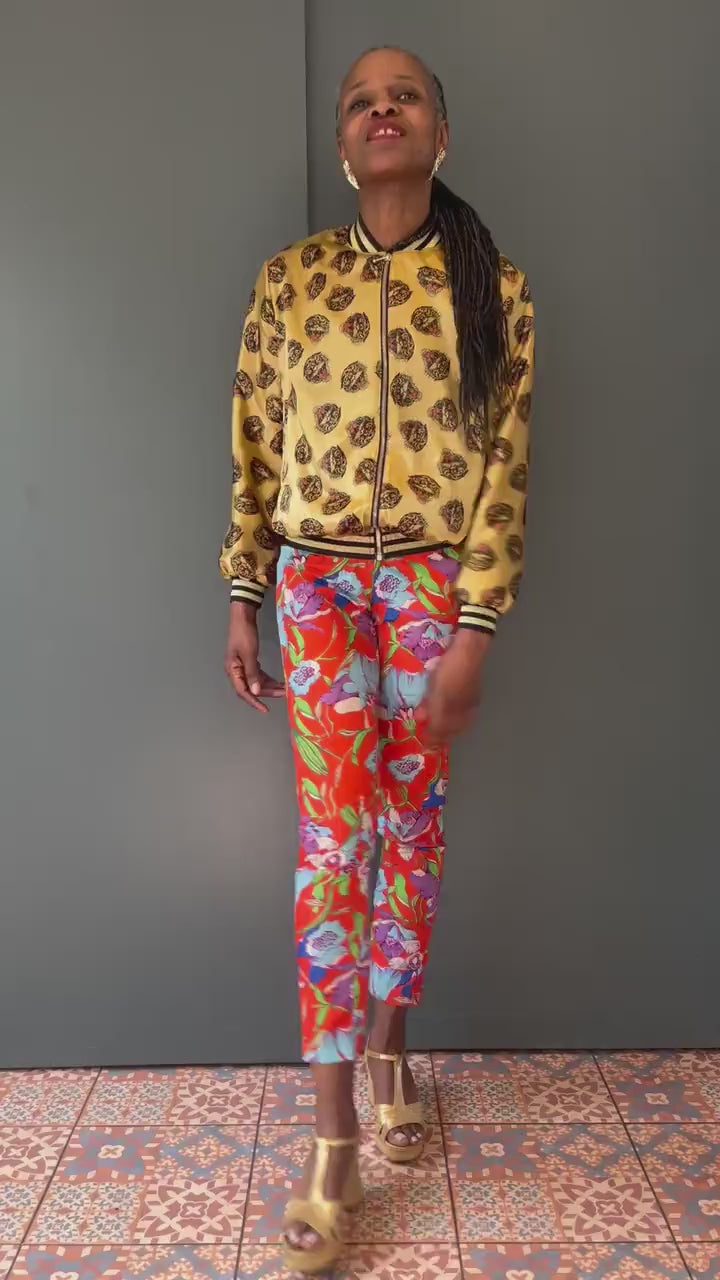 Silk Mix Tiger Print Bomber Jacket