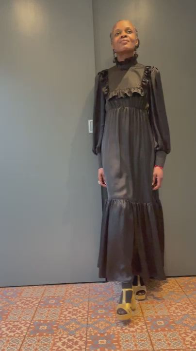 Prairie Dress in Black Silk