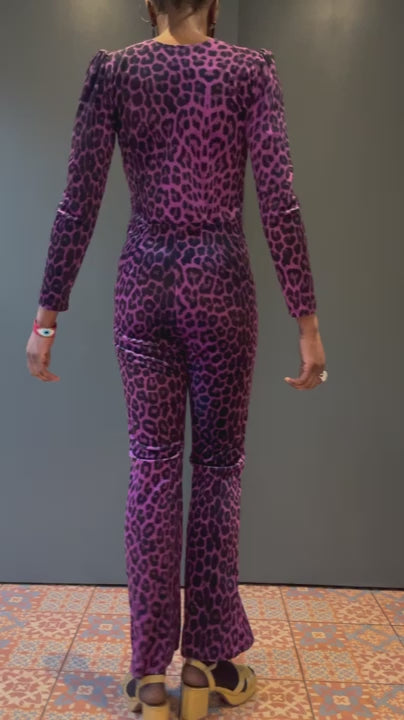 Dynasty Jumpsuit in Pink Leopard Print