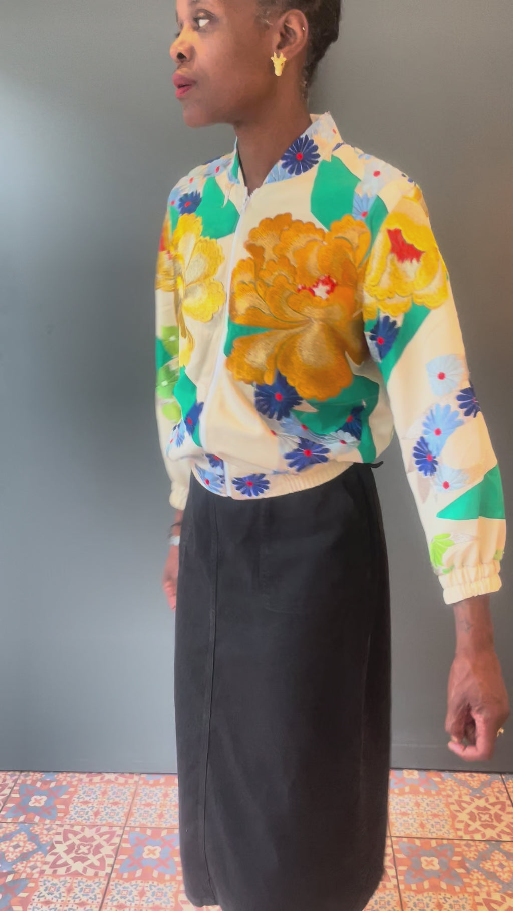 Japanese Kimono Silk Bomber Jacket