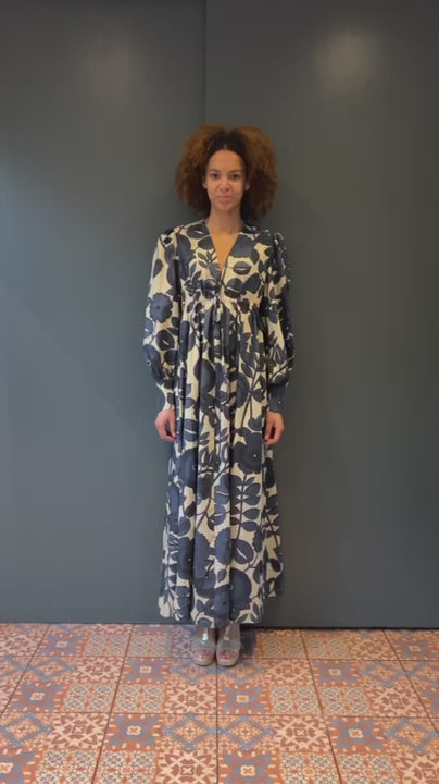 Percy Dress in Blue Floral Cotton
