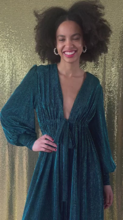 Percy Dress in Blue Glitter Lurex