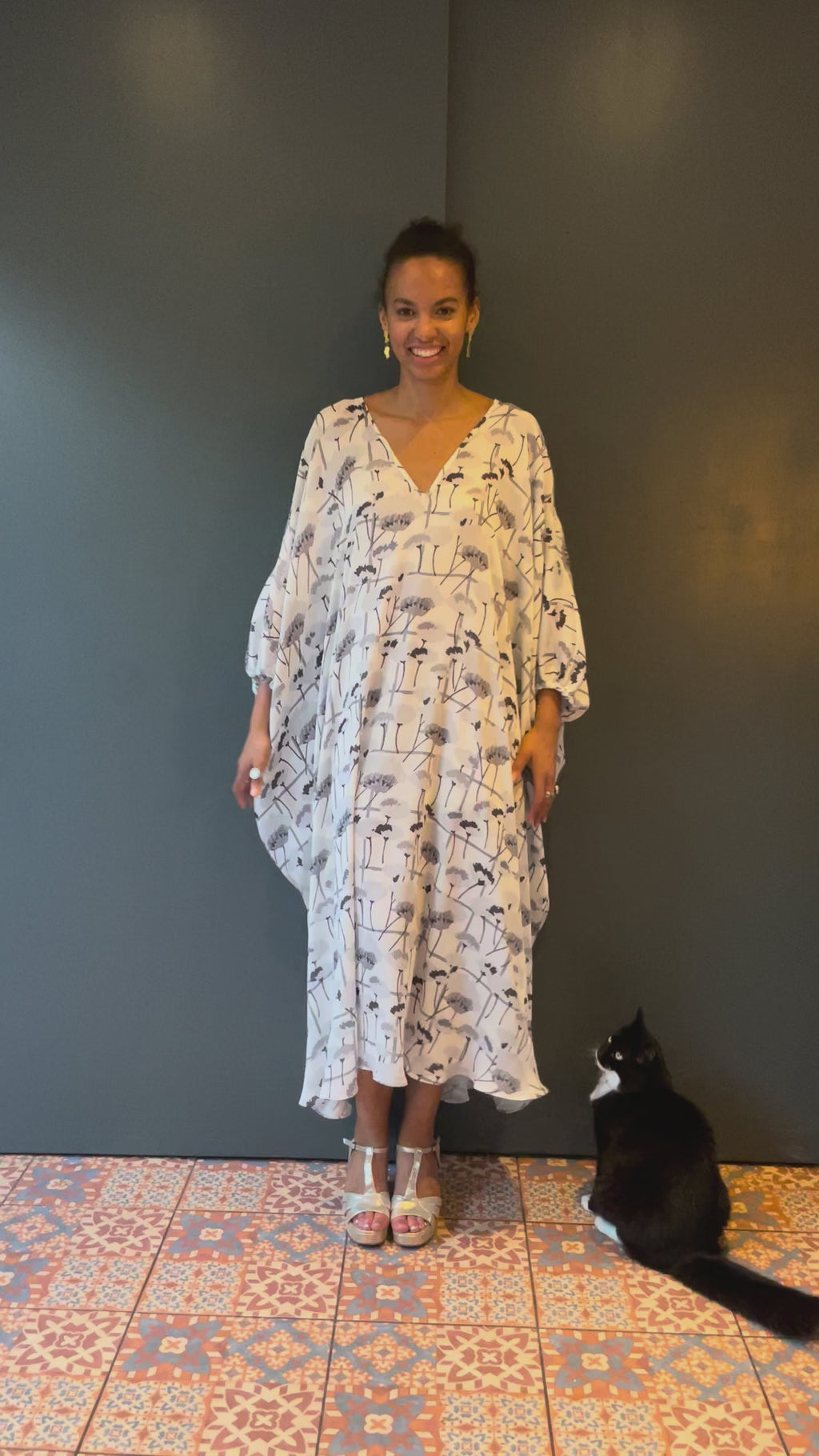 Botanical Silk Kaftan
