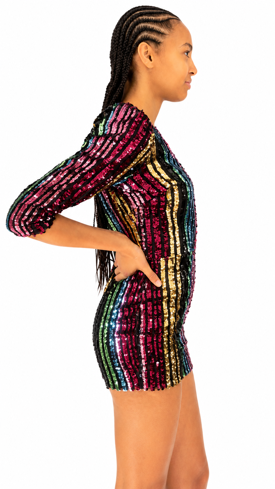 Rachel Playsuit in Rainbow Stripe Sequin