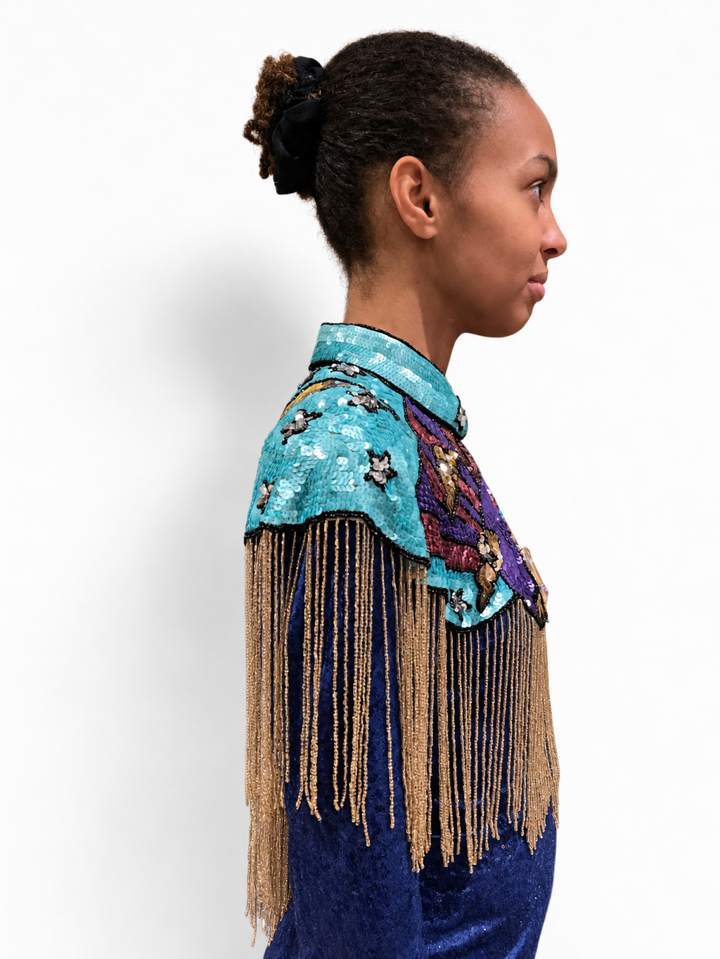Dreams Sequin Cape in Blue Rainbow