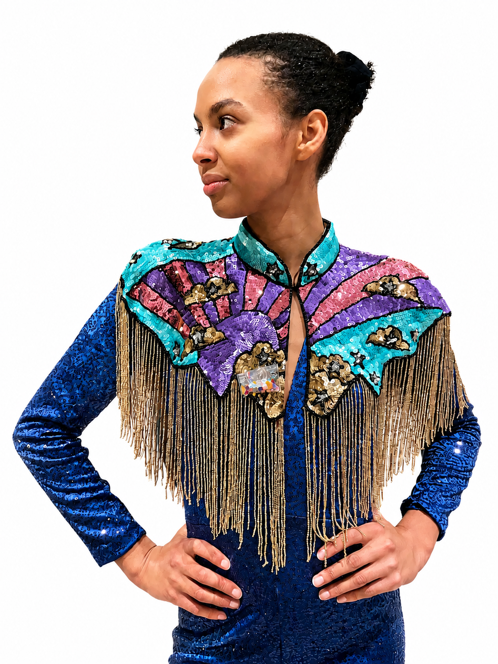 Dreams Sequin Cape in Blue Rainbow
