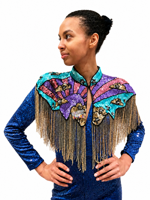 Dreams Sequin Cape in Blue Rainbow