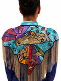 Dreams Sequin Cape in Blue Rainbow
