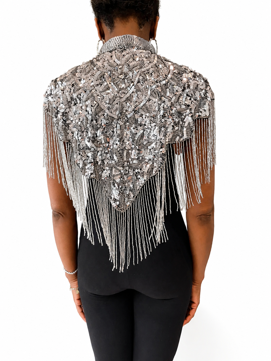 Silver Cleo Sequin Cape