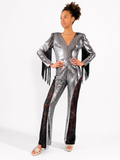 Simone Sequin Jumpsuit in Silver Sequin