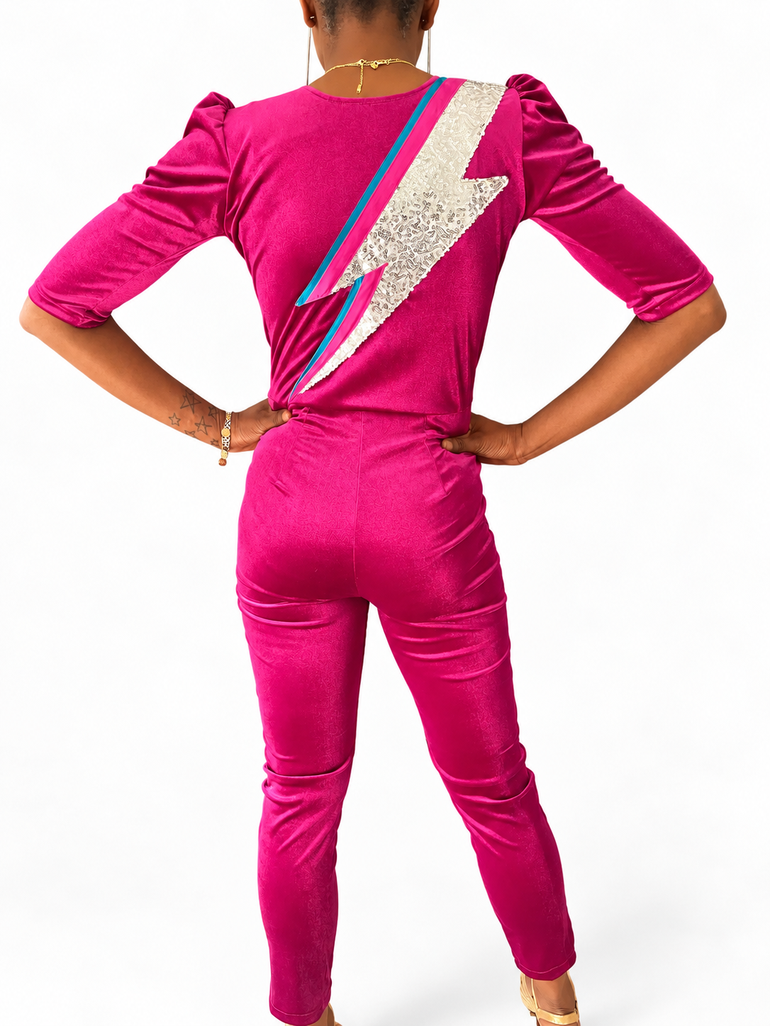 Ziggy Stardust Jumpsuit in Pink Velvet