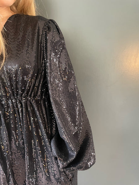 Percy Jumpsuit in Black Sequin Deadstock Fabric