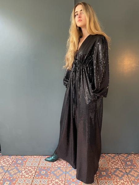 Percy Jumpsuit in Black Sequin Deadstock Fabric