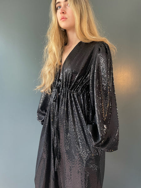 Percy Jumpsuit in Black Sequin Deadstock Fabric