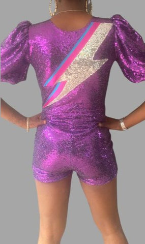 Sophie B Sequin Romper Playsuit - Purple Sequin Ziggy Zap