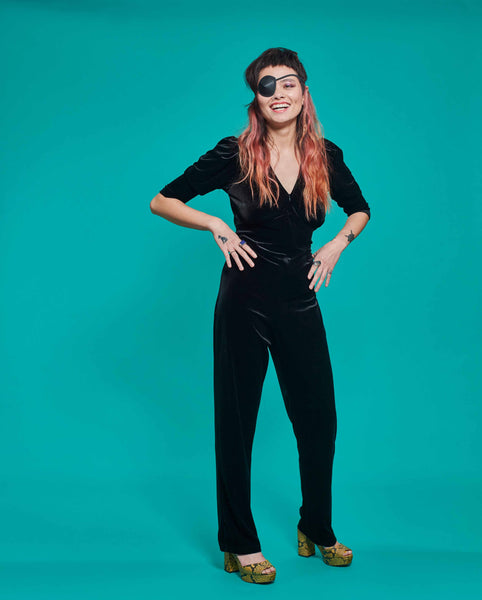 Ziggy Stardust Velvet Jumpsuit in Black