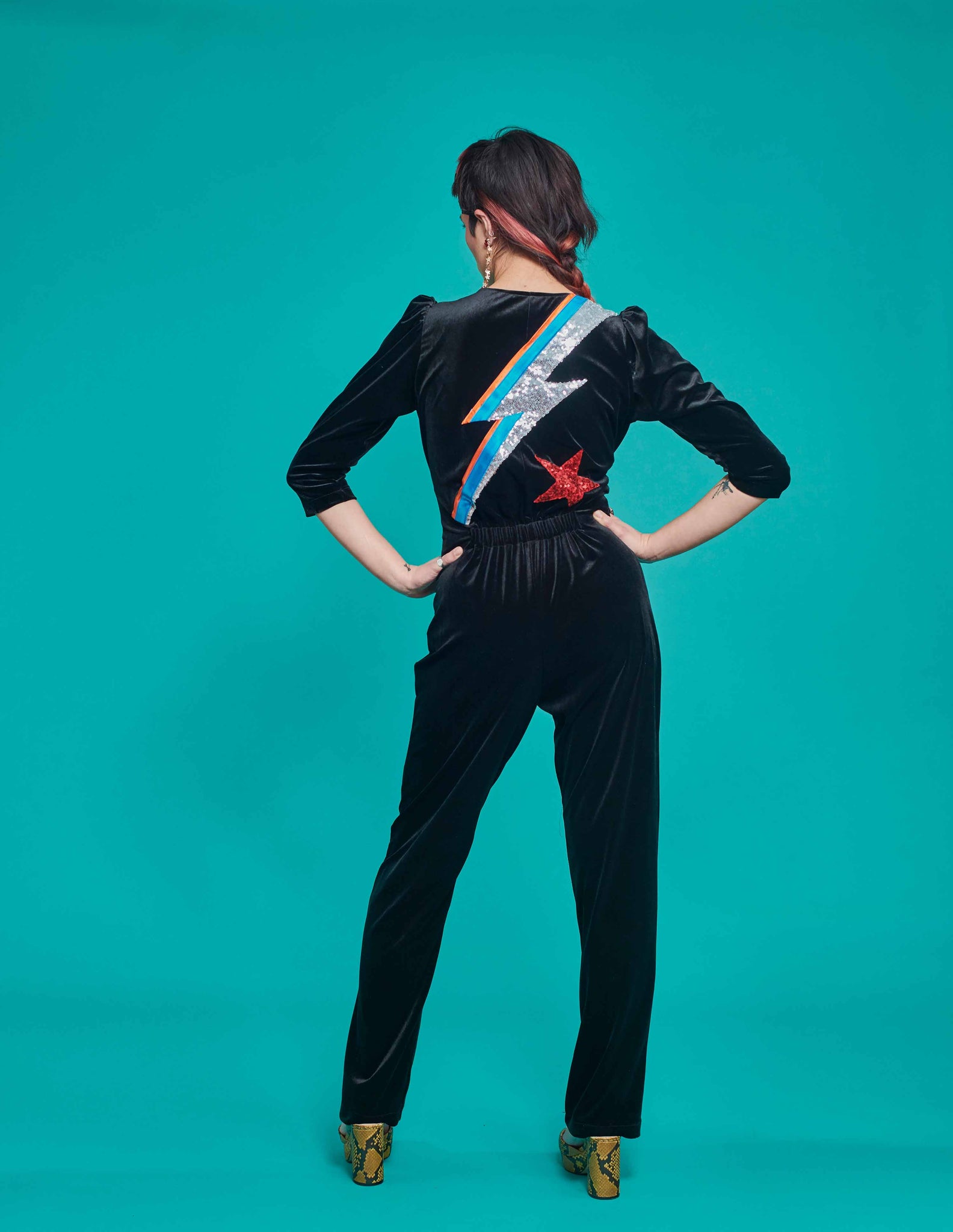 Ziggy Stardust Velvet Jumpsuit in Black